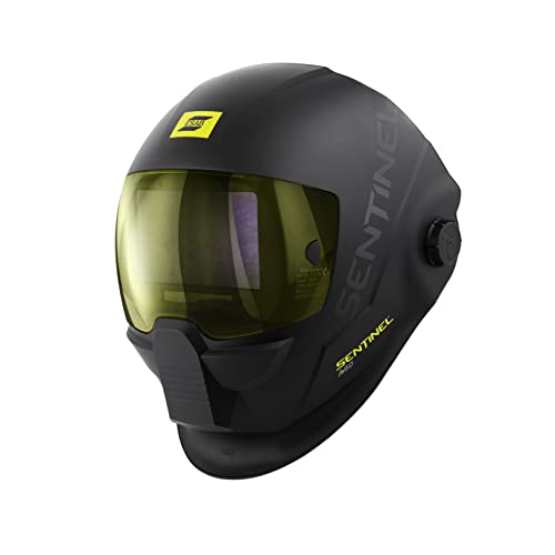 ESAB Sentinel A60 Schweißhelm, schwarzes flaches Design, schlagfestes Nylon, großer Sichtbereich 11,8 x 7,1 cm