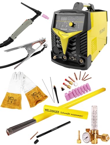 WELDINGER WIG-Schweißgerät WE 200P ACDC eco - Inverter HF-Zündung zum Schweißen von Aluminium 2T/4T Puls Spot MMA...