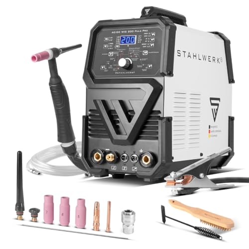 STAHLWERK Schweißgerät AC/DC WIG 200 Puls Pro – digital mit 200A, Pulsfunktion & IGBT-Technologie, WIG & MMA...