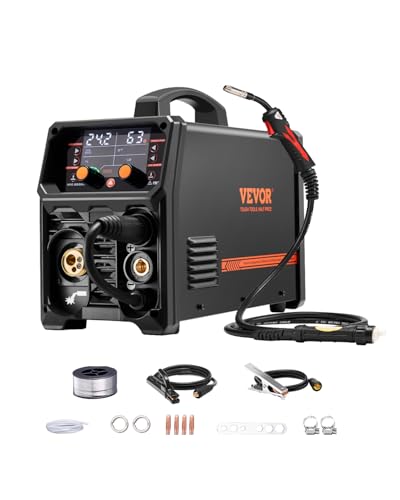VEVOR Pro MIG-Schweißgerät, 200 Ampere Pluse MIG-Welder, 5-in-1 Synergie-Schweißer MIG Pluse, gasloses MIG, Gas-MIG,...
