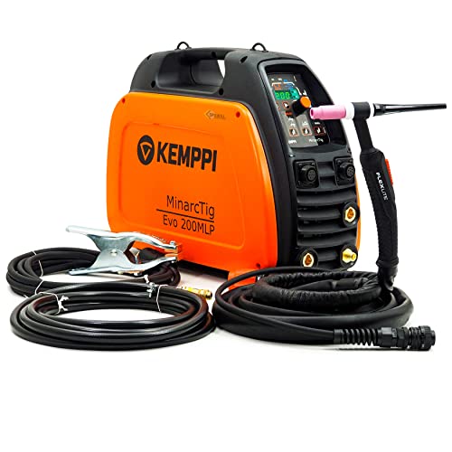 KEMPPI MinarcTig EVO 200MLP Pulse DC WIG 200Amp Schweißgerät Inverter Edelstahl, Orange, 449x210x358