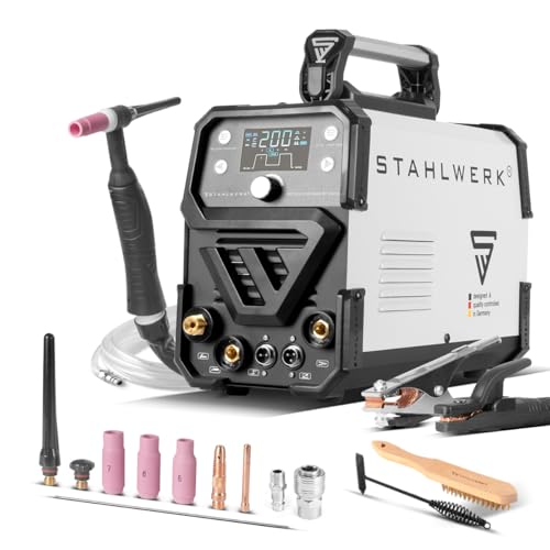 STAHLWERK Schweißgerät 2 in 1 Kombi DC WIG 200 Puls ST - digital, WIG mit Puls & MMA, kompakt & leistungsstark, für...