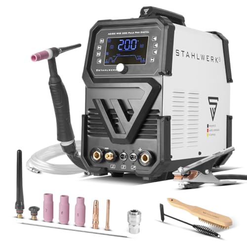 STAHLWERK Schweißgerät AC/DC WIG 200 Puls Pro Digital - Inverter mit 200 A, IGBT, MMA/ARC, Puls- & Spot-Funktion,...