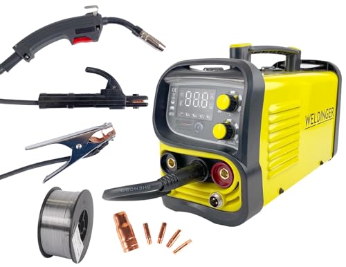 WELDINGER ME 130 mini Flux Fülldrahtschweißgerät + 1 kg Fülldraht + Fülldraht-Gasdüse + Stromdüsen MMA Lift-WIG...