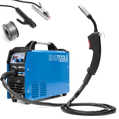 IPOTOOLS MIG-160ER Inverter Schweißgerät MIG MAG - Schutzgas Schweissgerät mit 160 Ampere auch FLUX/Fülldraht und...