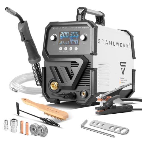 STAHLWERK Schweißgerät MIG MAG 200 ST - Digital, kompakt & leistungsstark, Inverter mit 200 A, Schutzgas-, FLUX- und...