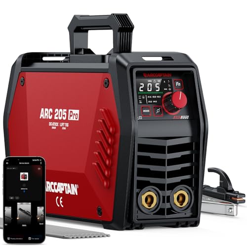 ARCCAPTAIN iControl ARC205 Pro Schweißgerät [App-Steuerung] 205 Amp ARC/Lift TIG Schweißgerät, LED-Anzeige, IGBT...