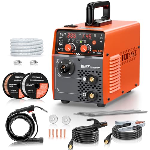 FEIFANKE Schweißgerät Fülldraht Ohne Gas 230V 145A Schweißgerät MIG MAG 4 in 1 Gasloses MIG/MIG/MMA/Lift TIG...
