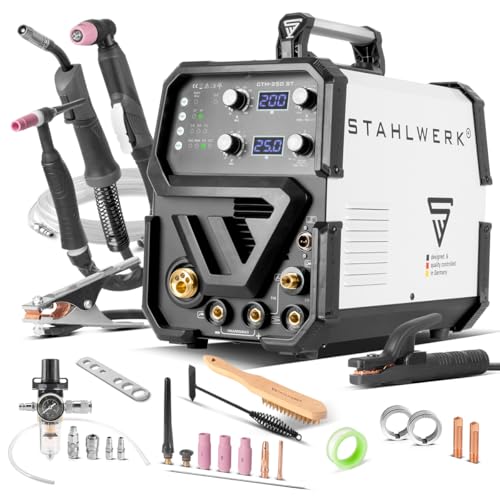 STAHLWERK Schweißgerät 4 in 1 Kombi CTM-250 ST - kompakt, WIG MIG, MAG MMA/E-Hand, CUT/Plasma, 200 A Schweißen & 50 A...