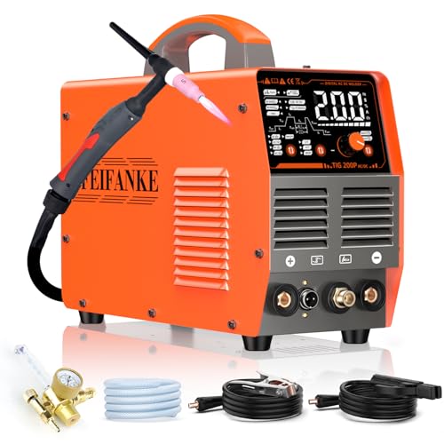 FEIFANKE WIG Schweißgerät AC DC 230V 200A Inverter Schweissgerät IGBT Puls Aluminium Schweißgerät 7 in 1 Elektroden...