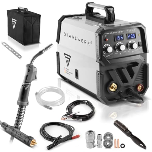 STAHLWERK MIG 155 ST IGBT - MIG MAG Schutzgas Schweißgerät mit 155 Ampere, FLUX Fülldraht geeignet, mit MMA E-Hand