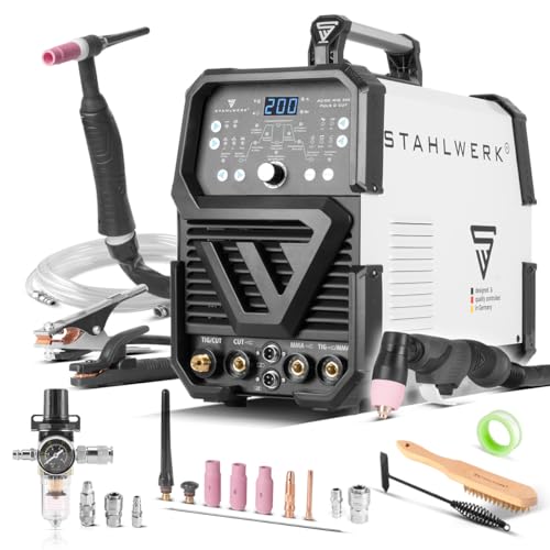 STAHLWERK Schweißgerät 4 in 1 Kombi AC/DC WIG 200 Puls D CUT – digital mit 200 A, WIG & MMA (Elektrode),...
