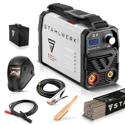 STAHLWERK Schweißgerät Vollausstattung ARC 200 MD – kompakt, leicht, tragbar, DC MMA, E-Hand, 200 A,...