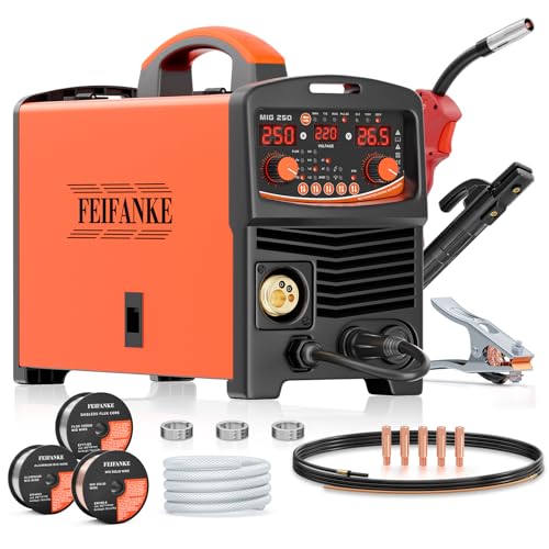 FEIFANKE Fülldraht Schweißgerät MIG MAG 250A 230V Schutzgasschweißgerät 6 in 1 Ohne Gas MIG/Gas MIG/MMA/Lift...