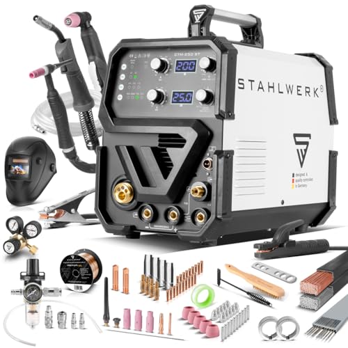 STAHLWERK Schweißgerät 4 in 1 Kombi Vollausstattung CTM-250 ST - WIG MIG, MAG MMA/E-Hand, CUT/Plasma, kompakt, 200 A...
