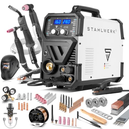 STAHLWERK Schweißgerät 6 in 1 Kombi Vollausstattung CTM-416 Puls Pro - CUT, WIG, MIG MAG, PULS, MMA, FLUX, 160 A, 40 A...