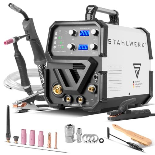 STAHLWERK Schweißgerät 3 in 1 Kombi MTM-200 ST - Inverter mit 200 A, WIG, MIG MAG, MMA, synergischer Drahtvorschub,...